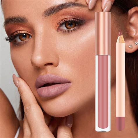 INBOLM Lip Liner and Lipstick Set Nude Lip Liners with Nude Lipstick