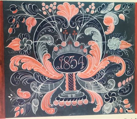 Ornate Painting with Number Thirteen and Flowers