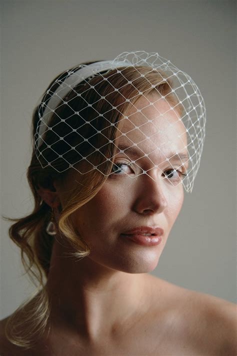 Raye Bridal Headband With Veil - Merry Widow Birdcage – Debbie Carlisle