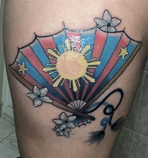 Filipino flag fan, (1 day post-session after removing saniderm, excuse the redness) done by ...