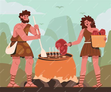 Premium Vector | Hand drawn neolithic period illustration
