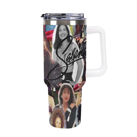 Selena Quintanilla 40 Oz Tumbler With Handle And Straw, Stainless Steel