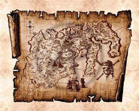 Pirate Treasure Map Art of Caribbean Island Pirate of the - Etsy ...