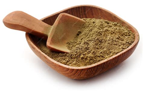 premium photo henna hair dye powder  bowl  white background