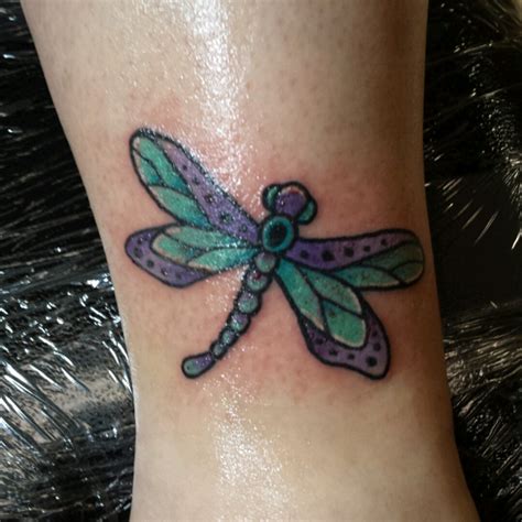 Blue Green Dragonfly Tattoo