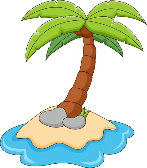 Cartoon illustration of small island with coconut trees 23955102 Vector