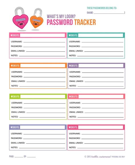 Password Log Templates | 4 Free Printable Word, Excel & PDF Formats ...