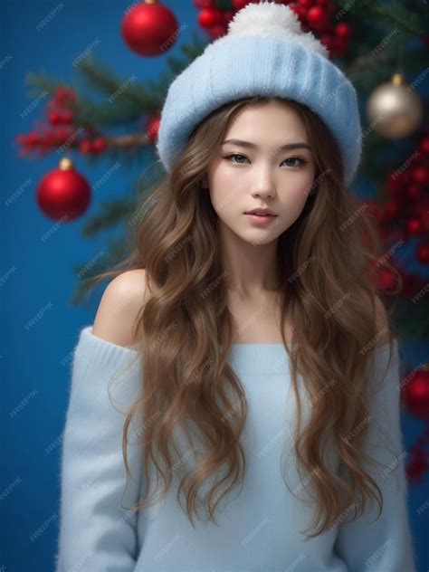 Premium AI Image | Beauty Russian Japanese women long haired on studio