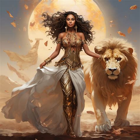 A Beautiful Queen With a Lion Lioness Woman Digital Wall Art - Etsy