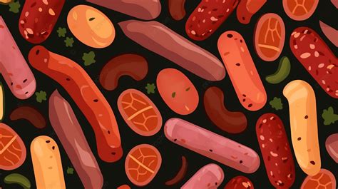 meat  sausage texture seamless vector pattern meat market butcher