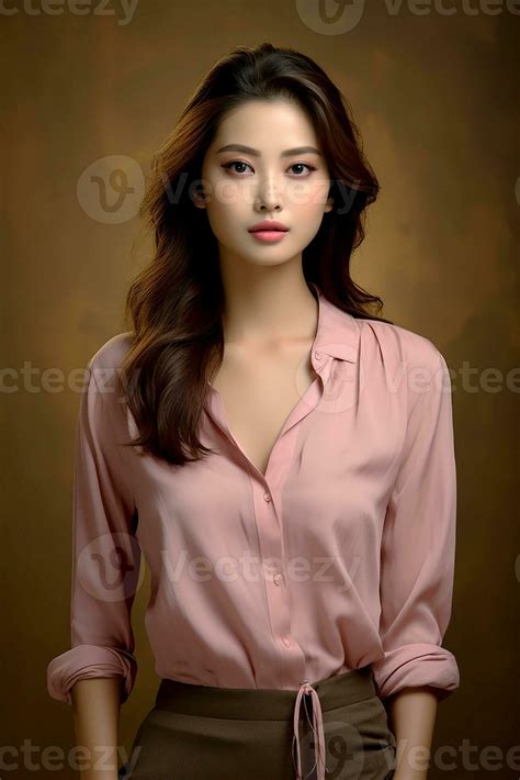 AI generated Young Korean girl model. Beautiful young asian woman with
