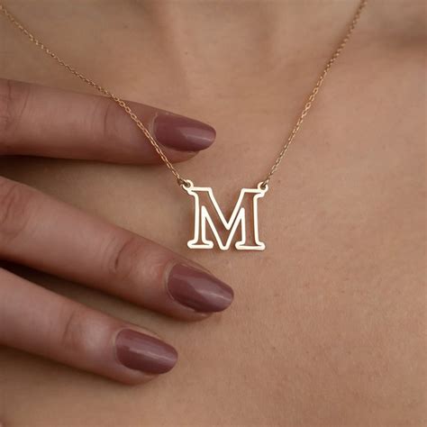 Gold Letter Necklace - Etsy