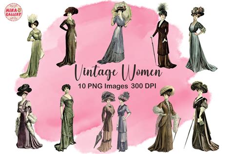 Vintage Fashion Women Clipart Graphic by Mika Gallery · Creative Fabrica