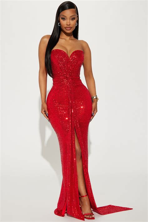 Celeste Sequin Maxi Dress - Red | Fashion Nova