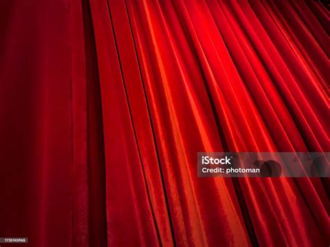 Red Theater Stage Curtains Stock Photo - Download Image Now - Velvet ...