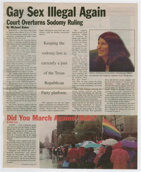 [Newspaper clipping: Gay Sex Illegal Again] - UNT Digital Library