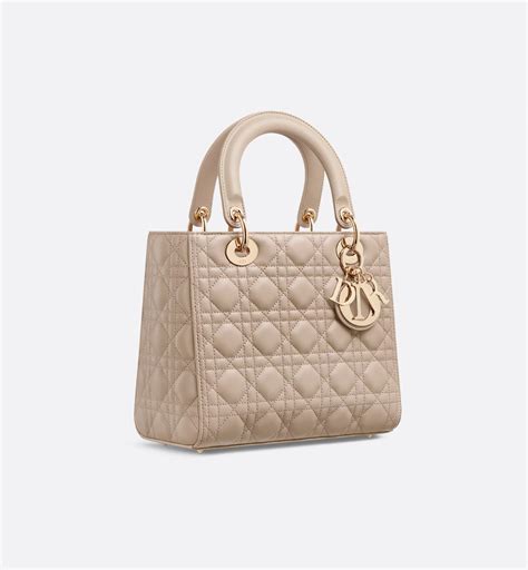 medium lady dior bag desert taupe cannage lambskin dior