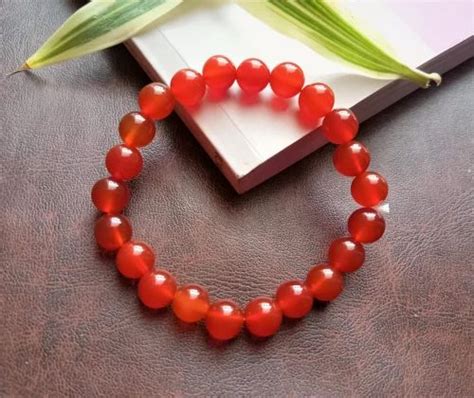 orange carnelian beaded bracelet  rs piece  jaipur id