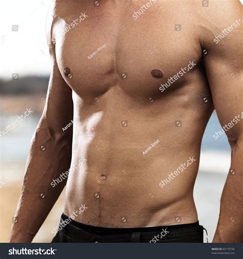 healthy young man  beach background stock photo