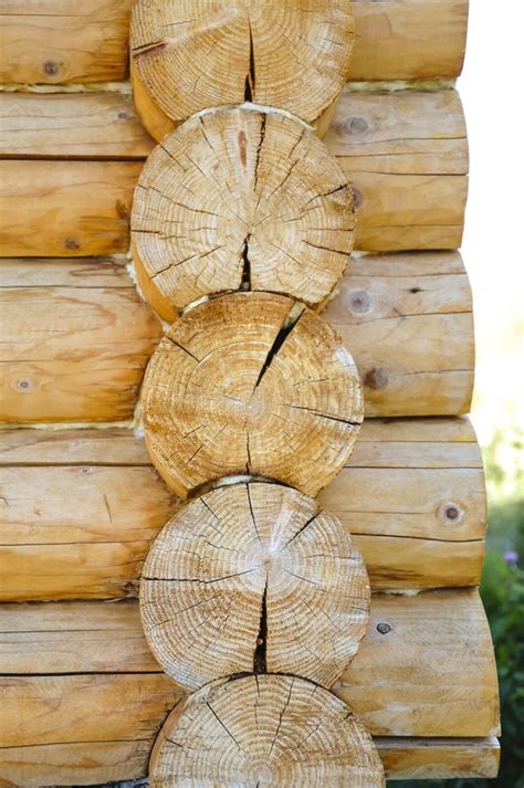 wall composed  processed logs log house texture stock photo