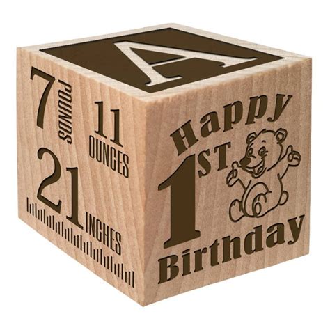1st Birthday Personalized Baby Gift Birth Wooden Block - Etsy
