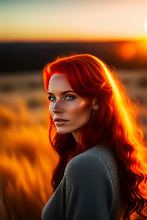 lexica natural light redhead   sunset facing