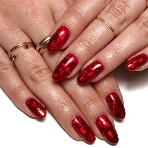 red chrome christmas nails simple 9