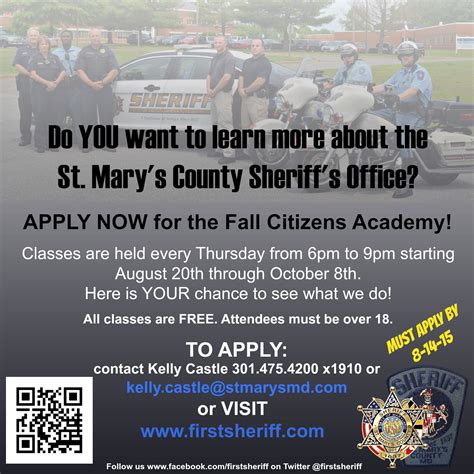 St. Mary's County Sheriff's Office - News: SMCSO Fall Citizens Academy Application Deadline ...