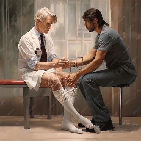 Premium Photo | Doctor Bandaging Patients Leg