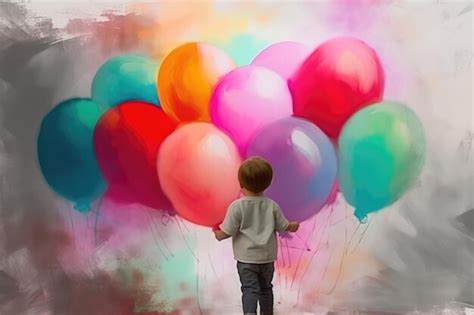 Premium AI Image | Abstract art Colorful painting art of a child with ...