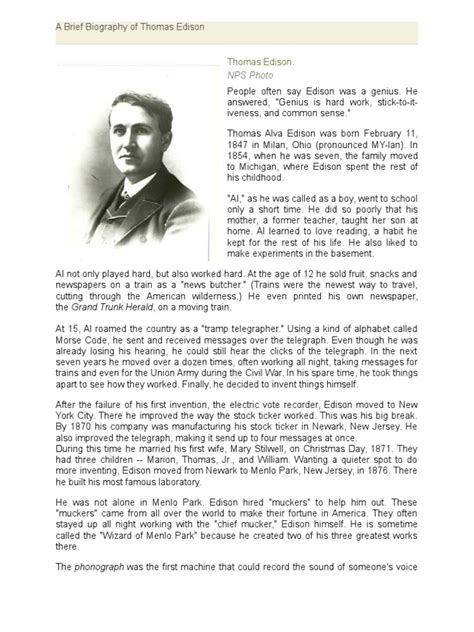 A Brief Biography of Thomas Edison | Thomas Edison | Technology