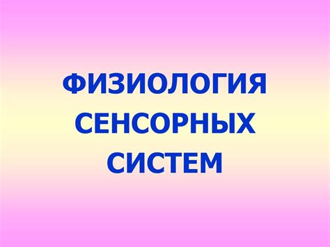 Физиология сенсорных систем - презентация онлайн
