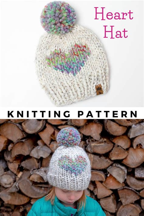 Heart Hat Knitting Pattern | Knitting patterns free hats, Hat knitting ...