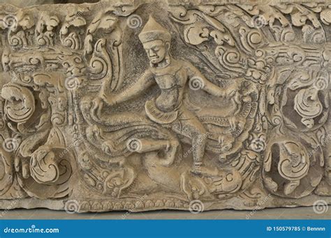 Sandstone Lintel Depicting Indra on Elephant Airavata. Stock Image ...