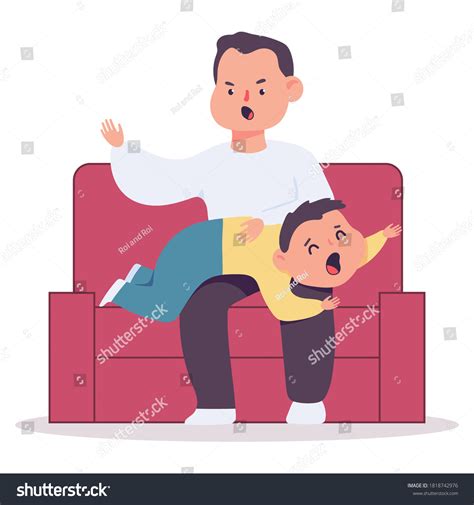 Stock vektor „Father Spanking Child Vector Cartoon Illustration“ (bez