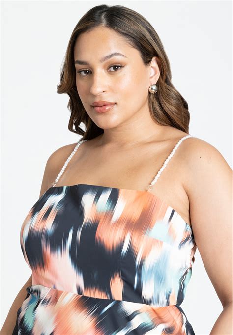 Printed Satin Bias Maxi Dress - Back Zipper, 4485414 | ELOQUII