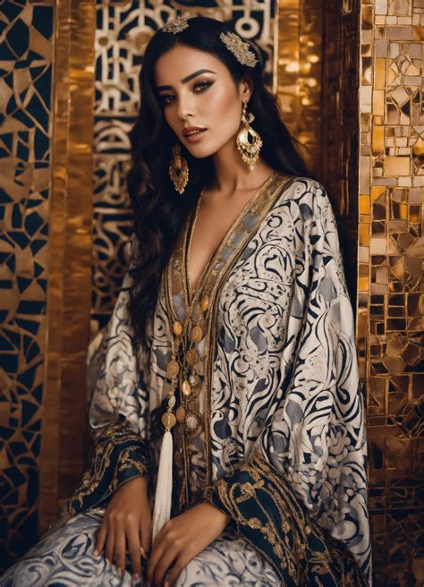 Lexica - Beautiful morrocan women wearing kaftan haute couture, klimt
