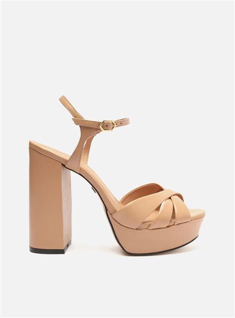 Sandalia Meia Pata Arezzo - Sandália Nude Couro Meia Pata Monocolor | Arezzo