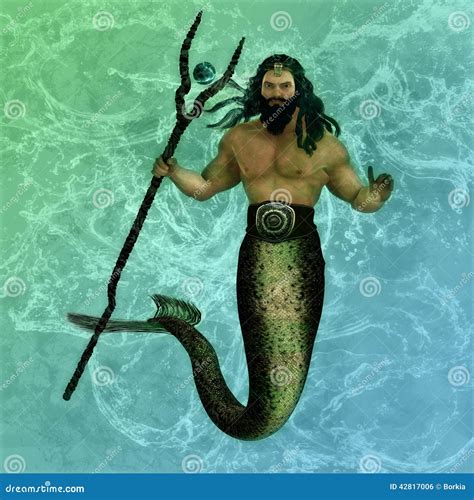 Poseidon the God of the Sea Stock Illustration - Illustration of crown ...