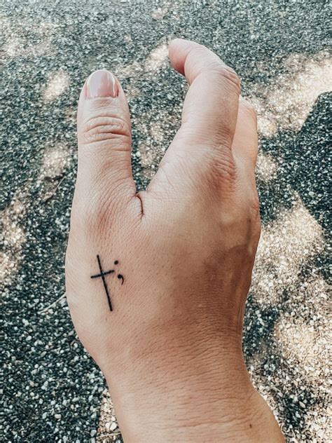 Cross Semicolon Tattoo in 2023 | Tattoos, Semicolon tattoo, Hand tattoos