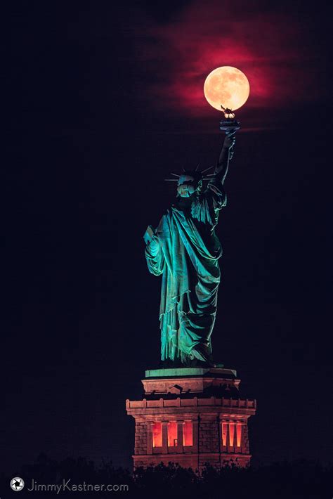 Last night's rare summer solstice full moon balancing on the Statue of ...