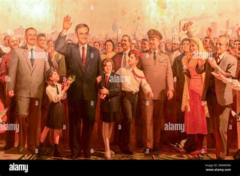 A huge North Korean mural painting of former Syrian President Hafez al ...