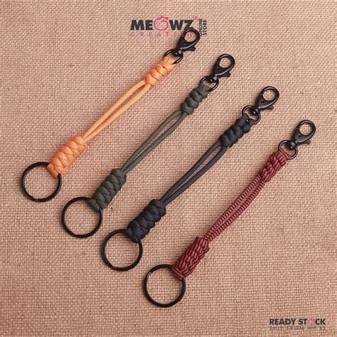 paracord nylon keychain loop  metal hook sport hiking casual