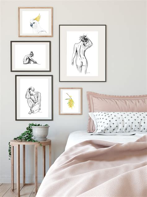 Nude Male and Female Watercolor Art Print Set. Black and White | Etsy