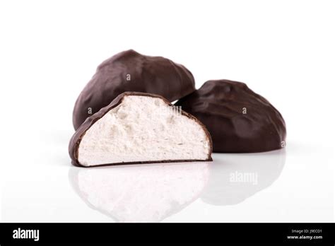 zephyr in chocolate isolated on white background Stock Photo - Alamy