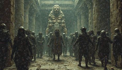 grotesque orgy  festival   ancient temple  masked
