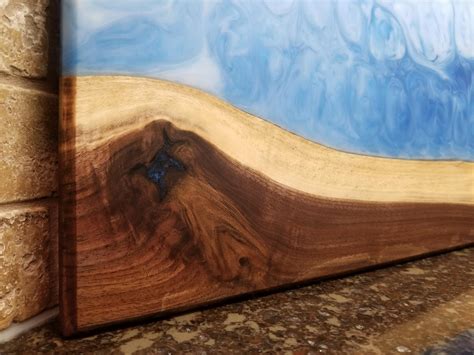Blue and White Epoxy with Black Walnut Wood - Epoxy Concepts | Custom