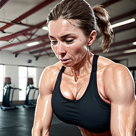 Sweaty woman in gym - Arthub.ai
