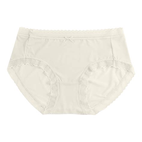 XFLWAM Women's Thin Ice Silk Panties Sexy Lace Trim Breathable Mid