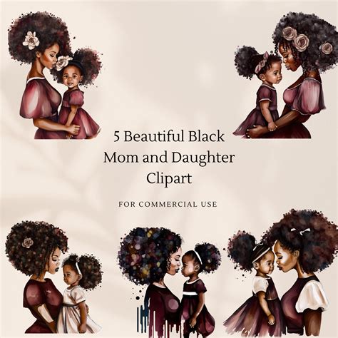 African American Mother And Daughter Clipart
